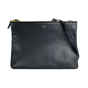 Celine Trio Leather Shoulder Bag Black